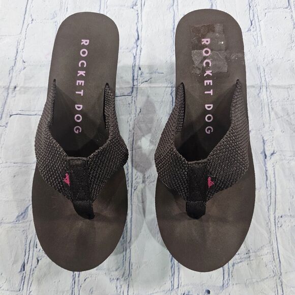 Rocket Dog WOMENS SIZE 10 Diver Brown Platform Wedge Flip Flops - Picture 2 of 10